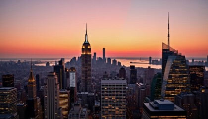  Vibrant cityscape at sunset New York City skyline