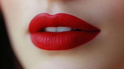 Close up red lipstick.
