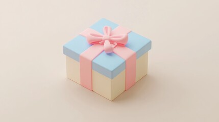 Obraz premium A pastel-colored gift box with a bow, symbolizing celebration and giving.