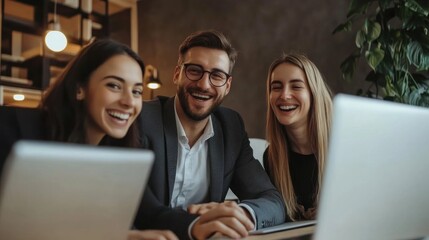 Laughing Colleagues Enjoying Work