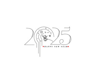 Happy New Year 2025 Text Typography Design Element flyer, banner design.