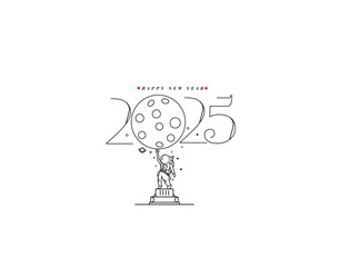 Happy New Year 2025 Text Typography Design Element flyer, banner design.