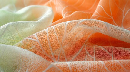 Abstract Close-up of Delicate Translucent Textured Leaves in Soft Gradient Colors