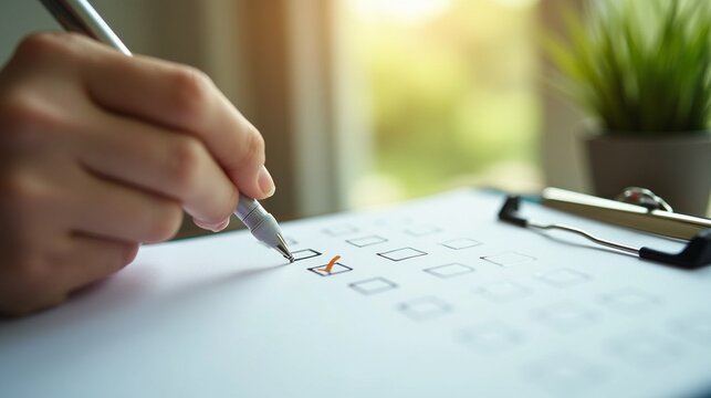 Hand checking off options on a list