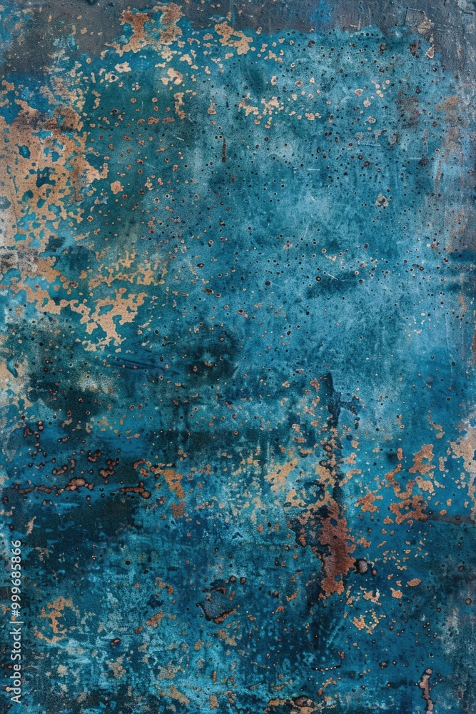 Poster a close-up of a blue and rusted metal surface with visible rust, suitable for use in industrial or m