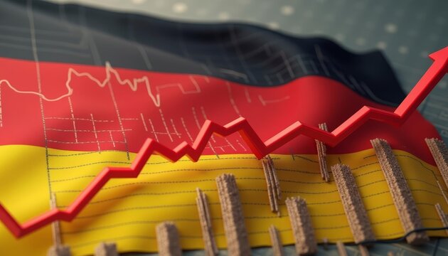Economic growth graph on German flag background