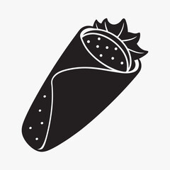 Fast Food Burrito Silhouette Icon  Vector Illustration Burrito Clipart for Prints