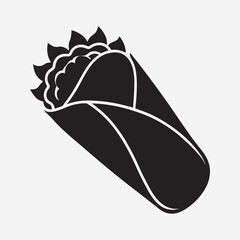 Fast Food Burrito Silhouette Icon  Vector Illustration Burrito Clipart for Prints