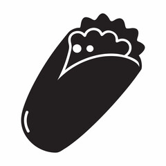 Fast Food Burrito Silhouette Icon  Vector Illustration Burrito Clipart for Prints
