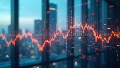  Cityscape with financial data overlay symbolizing economic growth and urban development