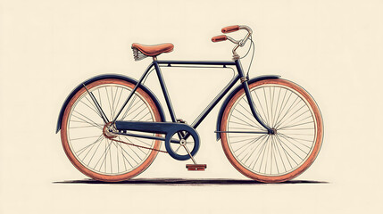 Fototapeta premium Vintage illustration of a bicycle with brown tires.