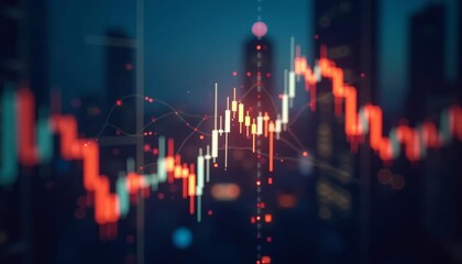  Dynamic cityscape with vibrant financial data