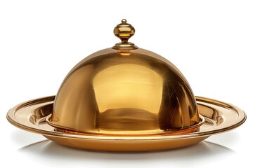 A luxurious gold plate with a rounded dome-shaped top