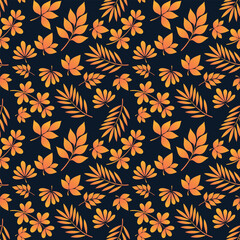 Autumn pattern with falling leaves in a gradient.