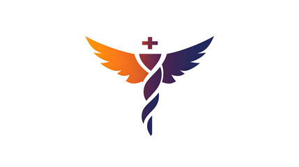 Obraz premium A stylized caduceus with wings.