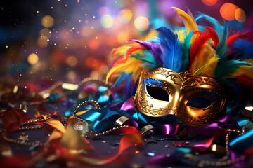 Venetian carnival mask, gold and black, mysterious and beautiful, perfect for masquerade party ,Generated  by Ai