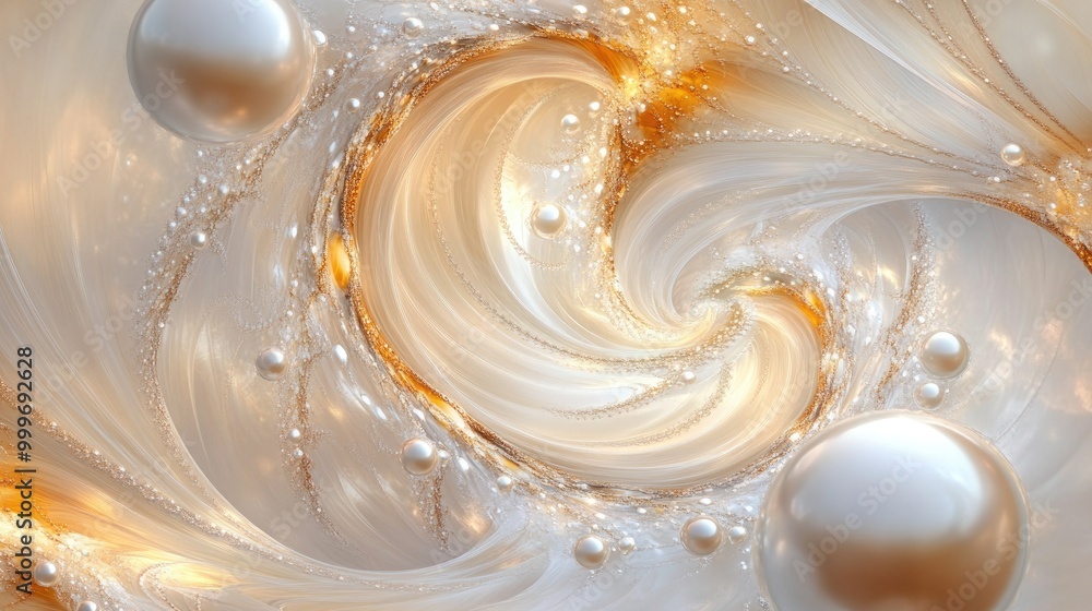 Poster beautiful pearls swirl in dynamic patterns, creating a stunning abstract design on a jewelry-inspire