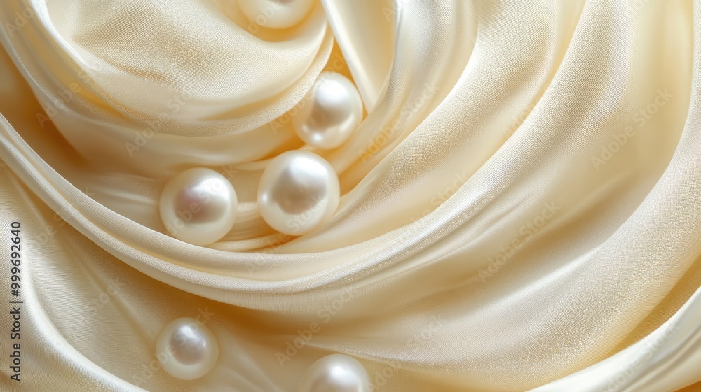 Poster beautiful pearls swirl in dynamic patterns, creating a stunning abstract design on a jewelry-inspire