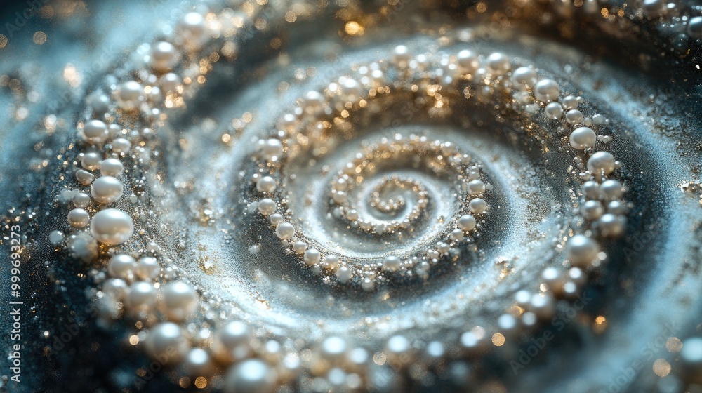 Poster mesmerizing pearls swirl in intricate trails, creating a stunning abstract pattern over a jewelry-th