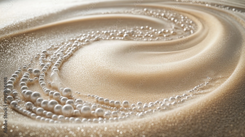 Aufkleber swirling trails of beautiful pearls create a captivating abstract design on soft sand, forming an el
