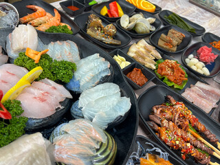 Korea style Seafood sashimi plate