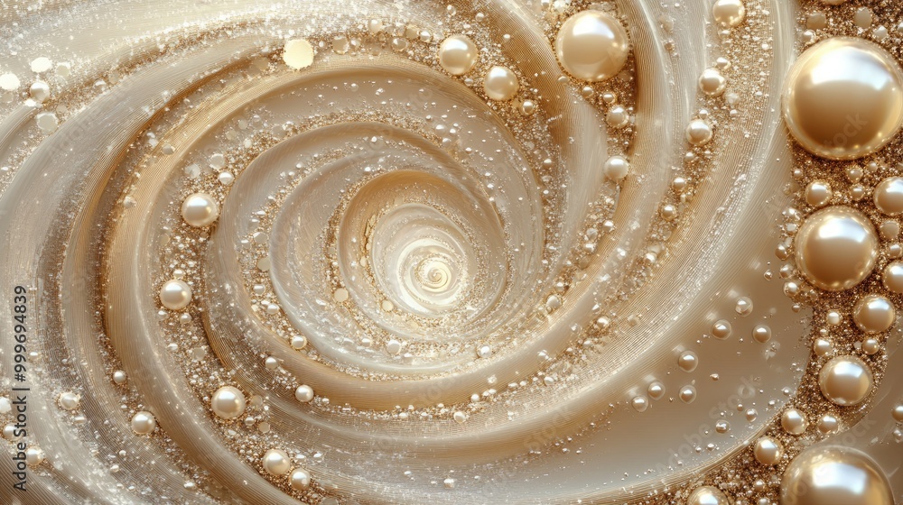 Aufkleber swirling trails of shimmering pearls create a mesmerizing abstract design on a sandy backdrop, offer