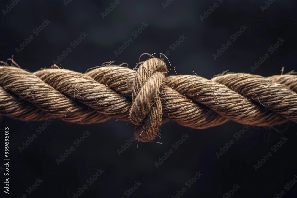 Poster a detailed view of a rope knot, great for illustrating concepts like tying and binding