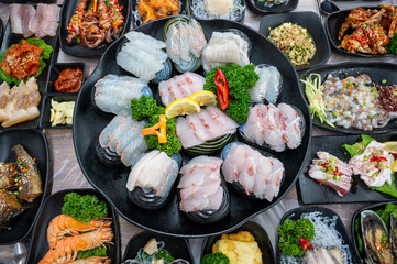 Korea style Seafood sashimi plate