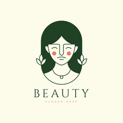 beauty woman hair salon spa logo design minimal vector
