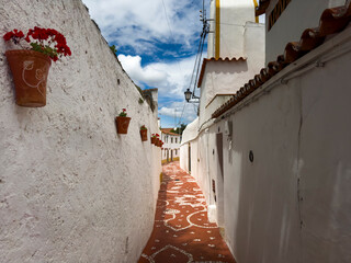 View of a beautiful street in the historic part of the traditional village of Nisa, in Alentejo, Portugal