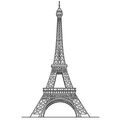 vector sketch of eiffel tower in paris on white background .Generative AI