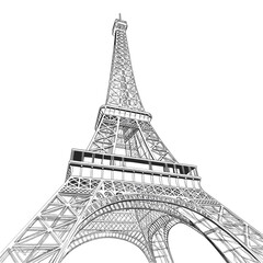 vector sketch of eiffel tower in paris on white background .Generative AI