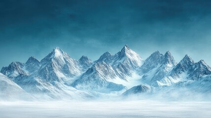Obraz premium A landscape shot of snow-covered mountains against a blue sky.
