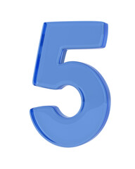 Number five on white background. Isolated 3D illustration