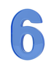 Number six on white background. Isolated 3D illustration