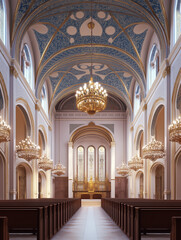 Obraz premium Serene Synagogue Interiors and High Holiday Backgrounds