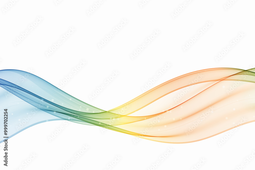 Poster stream of wavy transparent lines in rainbow colors. abstract transparent wave background wave.