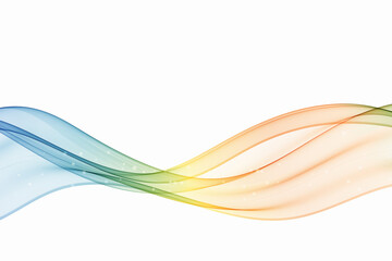 Stream of wavy transparent lines in rainbow colors. Abstract transparent wave background wave.