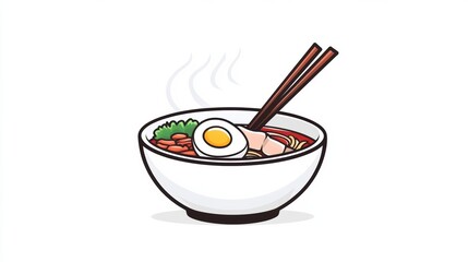 Delicious bowl of ramen with egg and vegetables