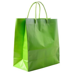 Paper bag, Green color paper shopping bag, transparent background