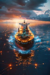 Obraz premium A large cargo ship sailing through calm waters