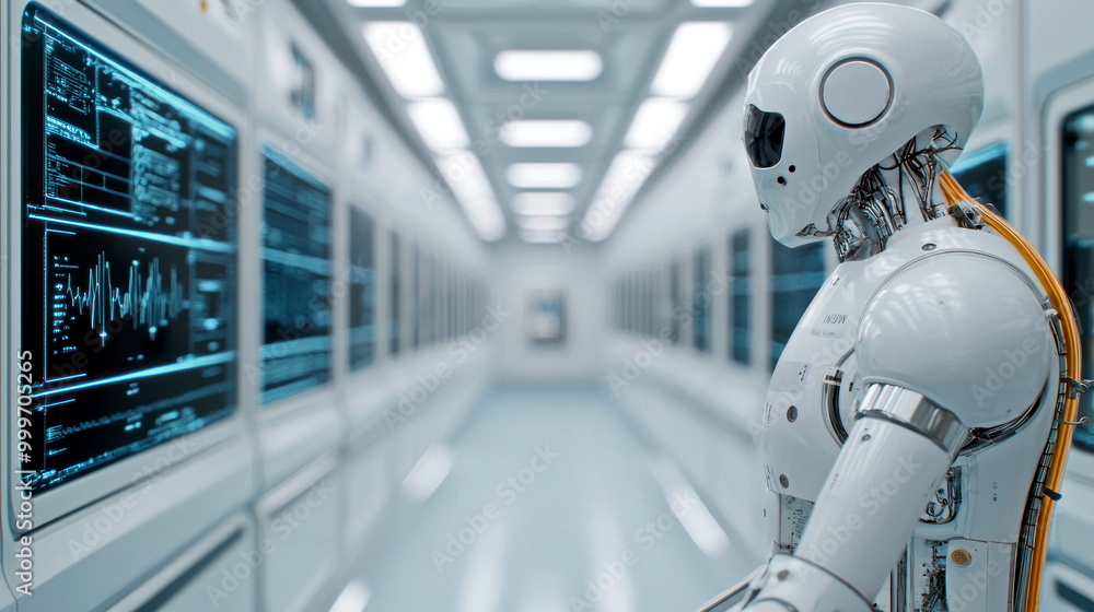 Poster AI Robot in Futuristic Lab.