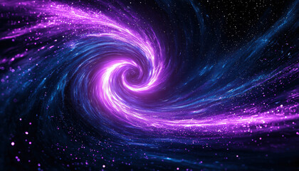 Fototapeta premium Soul ascending through a luminous vortex of energy, A stunning cosmic swirl of vibrant purple and blue hues, resembling a galaxy's spiral, filled with sparkling stars in the universe.