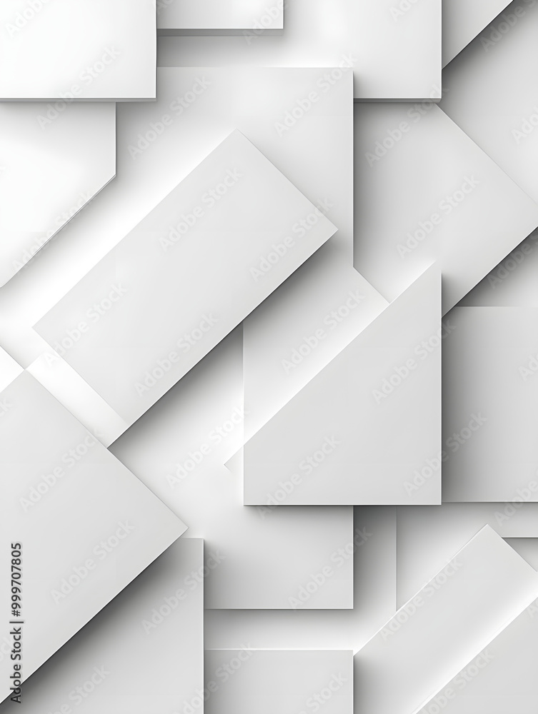 Aufkleber modern white and light grey square overlapped pattern on background with shadow. white background. m