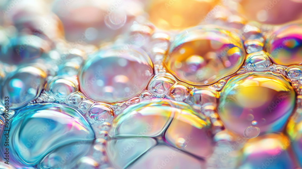 Poster abstract macro photography of colorful bubbles.
