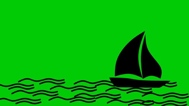 animated illustration of a sailboat in the middle of the ocean waves