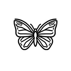 Detailed Butterfly Outline Icon in Black and White
