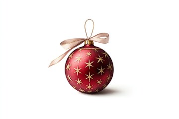 Red Christmas ornament, white isolated background