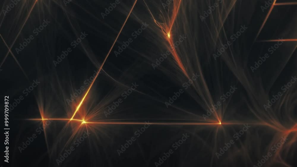 Poster abstract glowing lines forming a triangular pattern against a dark background.