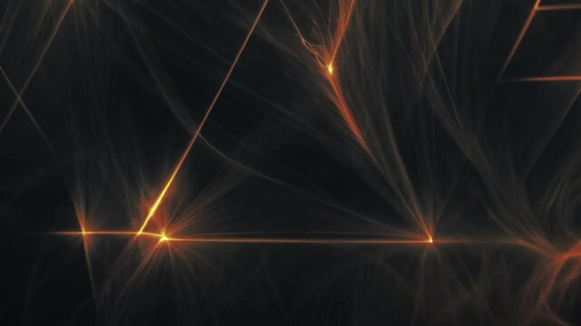 Abstract glowing lines forming a triangular pattern against a dark background.